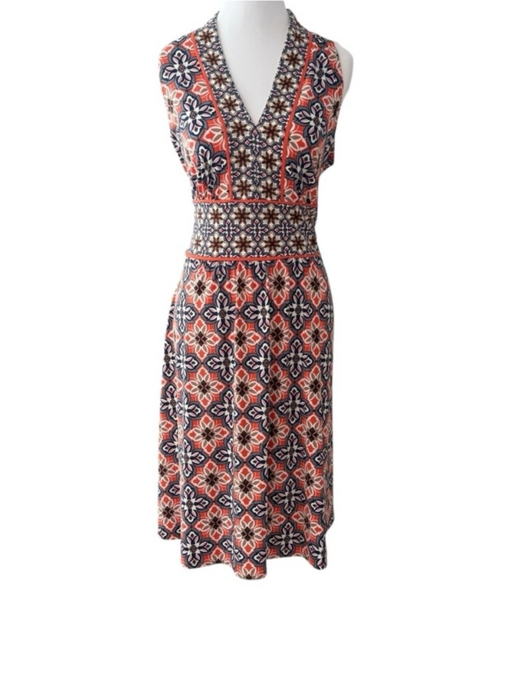 Wisp Geometric Sleeveless Midi Jersey Dress